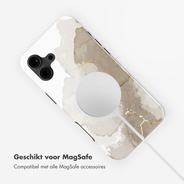 Selencia Vivid Tough Backcover met MagSafe iPhone 16 - Marble Light Brown