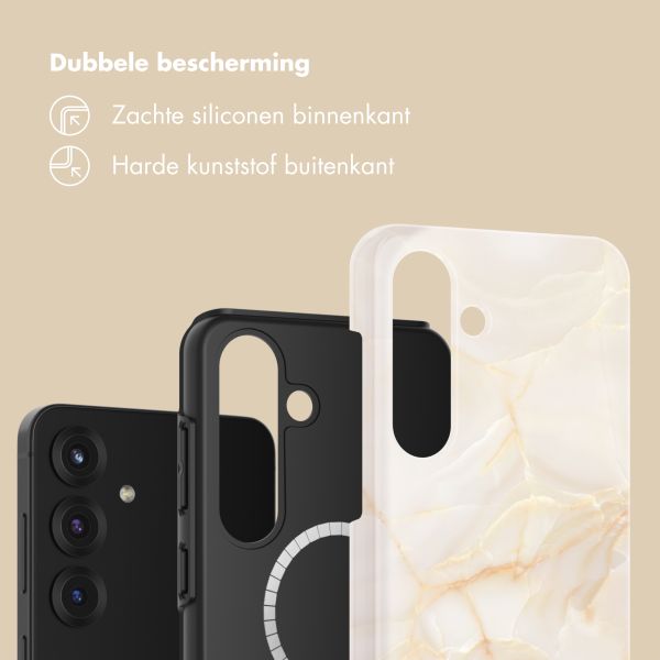 Selencia Vivid Backcover met MagSafe Samsung Galaxy S25 - Golden Beige Marble