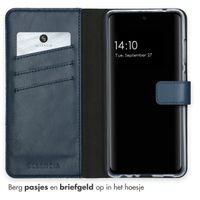 Selencia Echt Leren Bookcase Samsung Galaxy A52(s) (5G/4G) - Blauw