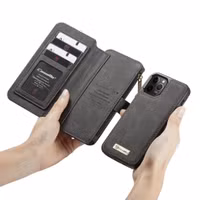 CaseMe Luxe 2 in 1 Portemonnee Bookcase Apple iPhone 12 (Pro) - Zwart