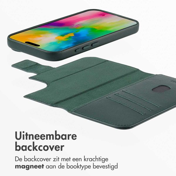 Accezz Leather Bookcase 2-in-1 met MagSafe Apple iPhone 16 - Cedar Green