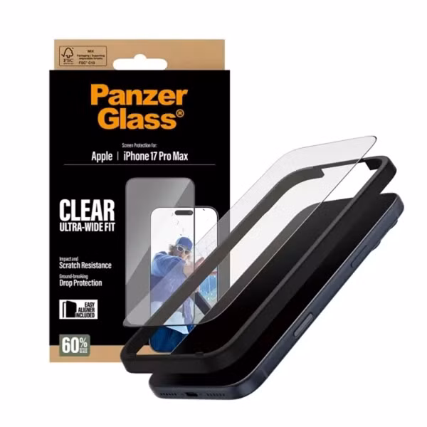 PanzerGlass Ultra-Wide Fit Anti-Bacterial Screenprotector incl. applicator Apple iPhone 17 Pro Max