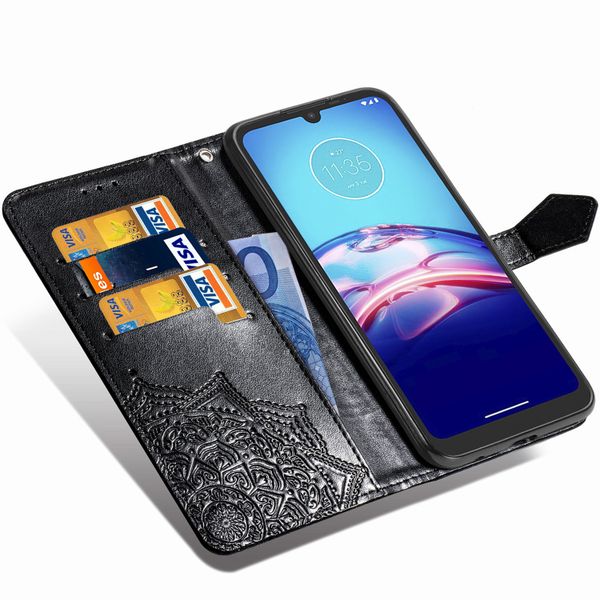 Mandala Bookcase Motorola Moto E6s - Zwart