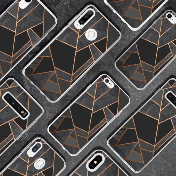 Design Backcover iPhone X / Xs - Grafisch Zwart / Koper