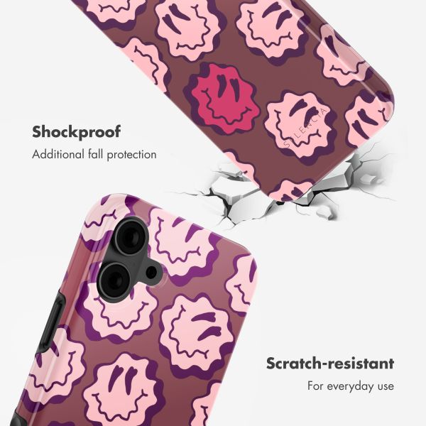 Selencia Vivid Back Cover with MagSafe Apple iPhone 16 - Wavy Smiley Pink