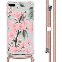 imoshion Design hoesje met koord iPhone 8 Plus / 7 Plus - Bloem - Roze / Groen