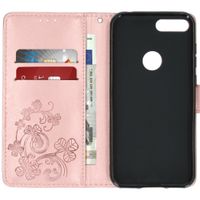 Klavertje Bloemen Bookcase Alcatel 1S (2019) - Rosé Goud