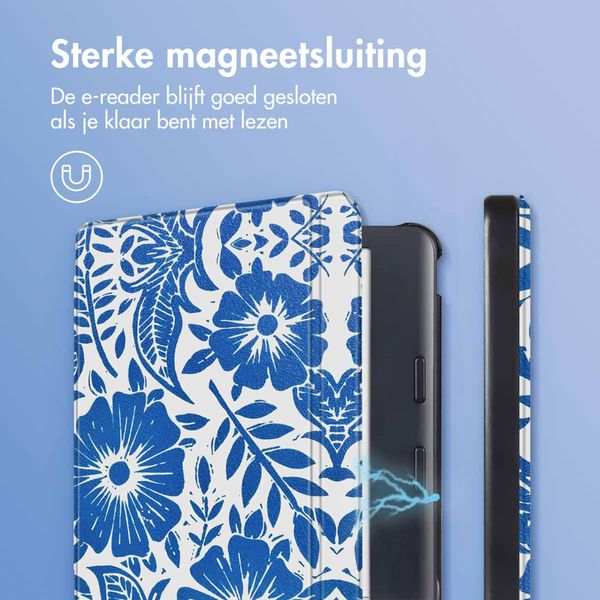 imoshion Design Slim Hard Case Sleepcover met stand Kobo Libra Colour - Flower Tile
