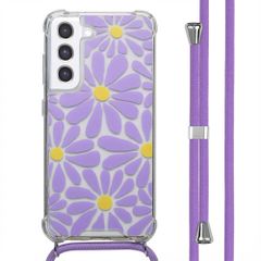imoshion Design hoesje met koord Samsung Galaxy S21 FE - Tropical Violet Flowers Connect