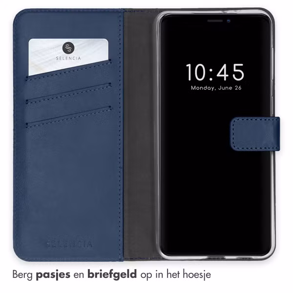 Selencia Echt Leren Bookcase iPhone 13 - Blauw