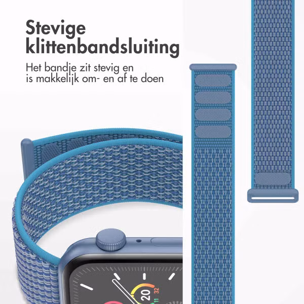 imoshion Nylon bandje Apple Watch Series 1 t/m 11 / SE / Ultra (44/45/46/49 mm) - Marine Blue