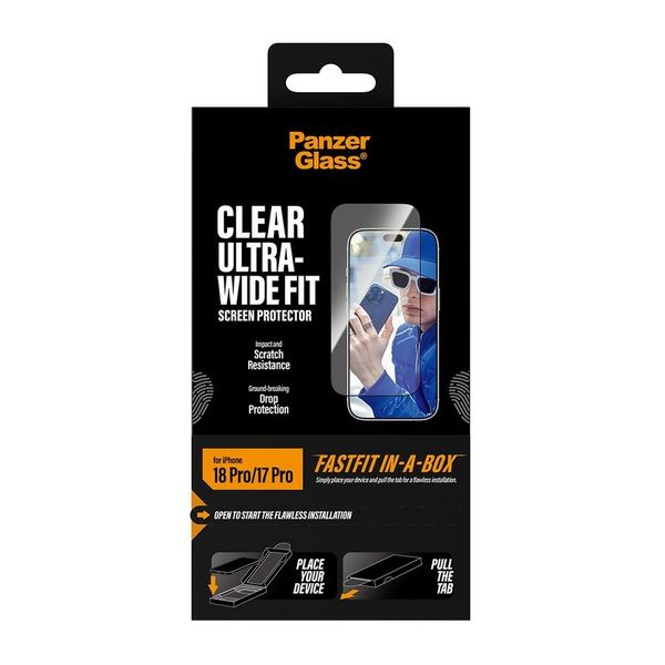 PanzerGlass Ultra Wide Fit FastFit in-a-box Screenprotector Apple iPhone 18 Pro / 17 Pro