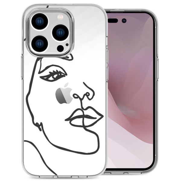 imoshion Design hoesje iPhone 14 Pro - Abstract Gezicht - Wit / Zwart