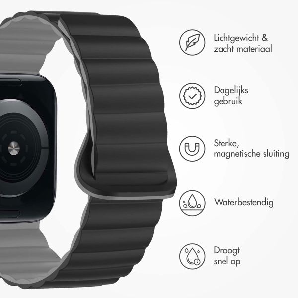 imoshion Siliconen magnetisch bandje Apple Watch Series 1 t/m 9 / SE (38/40/41 mm) | Series 10 (42 mm) - Zwart / Grijs