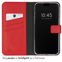 Selencia Echt Lederen Bookcase iPhone 15 Pro - Rood