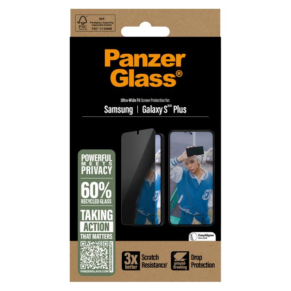 PanzerGlass Privacy Ultra-Wide Fit Anti-Bacterial Screenprotector incl. applicator Samsung Galaxy S25 Plus