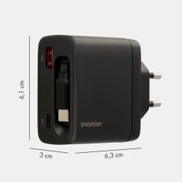 imoshion GaN Oplader met uittrekbare USB-C kabel 65W - USB-A + USB-C - Zwart