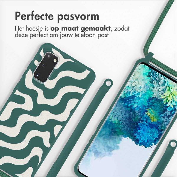 imoshion Siliconen design hoesje met koord Samsung Galaxy S20 - Petrol Green Groovy