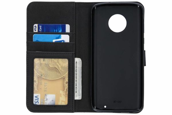 Luxe Lederen Bookcase Motorola Moto G6 Plus - Zwart