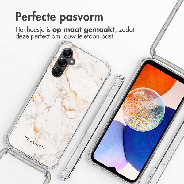 imoshion Design hoesje met koord Samsung Galaxy A14 (5G/4G) - White Marble