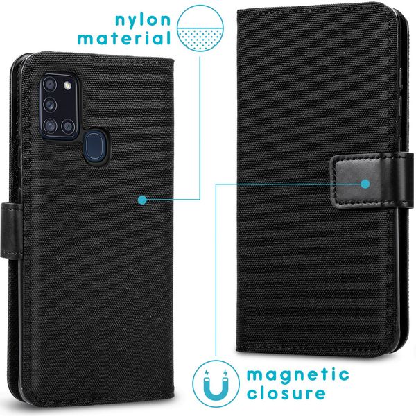 imoshion Luxe Canvas Bookcase Samsung Galaxy A21s - Zwart