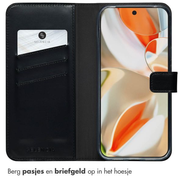 Selencia Echt Leren Bookcase Google Pixel 10 Pro XL - Zwart