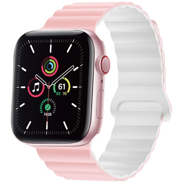 imoshion Siliconen magnetisch bandje Apple Watch Series 1 t/m 10 / SE / Ultra (2) (44/45/46/49 mm) - Roze / Wit