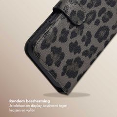 Selencia Sabi Bookcase met Panterprint Apple iPhone 17e / 16e - Midnight Black
