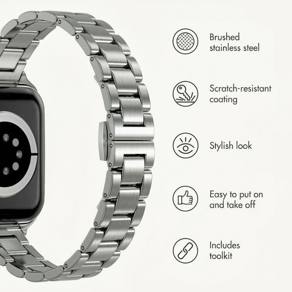 Selencia Slim Steel Link Band Apple Watch | 38/40/41/42 mm - Silver