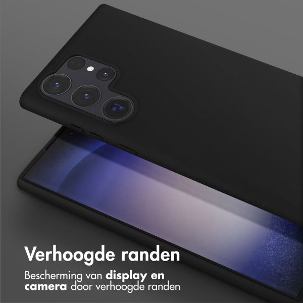 Selencia Siliconen hoesje met afneembaar koord Samsung Galaxy S23 Ultra - Zwart