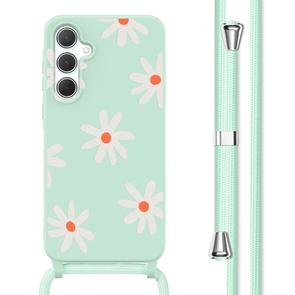 imoshion Siliconen design hoesje met koord Samsung Galaxy A35 - Green Flower Distance