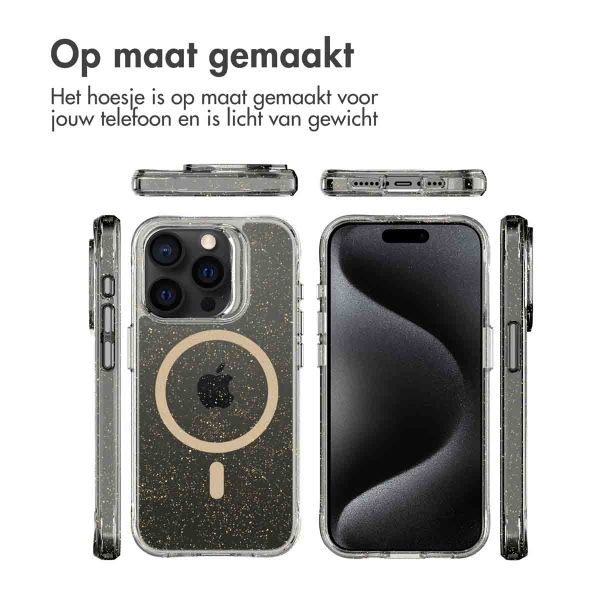 imoshion Clear Glitter Backcover met MagSafe Apple iPhone 15 Pro Max - Goud