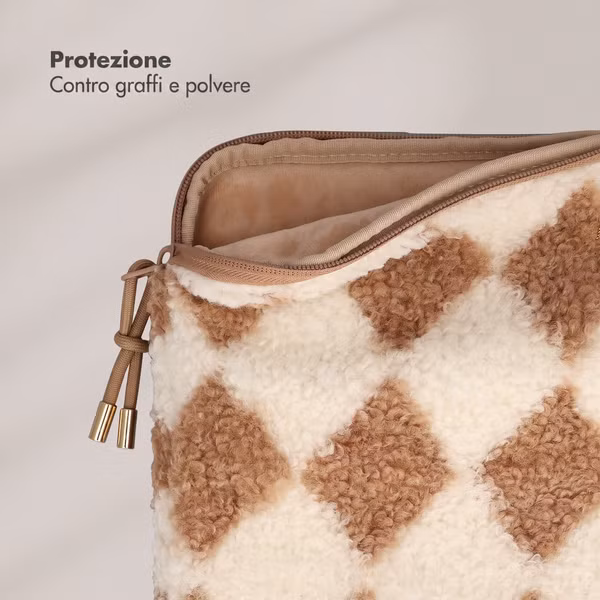 Selencia Teddy Laptop hoes 13-14 inch - Laptopsleeve - Checks