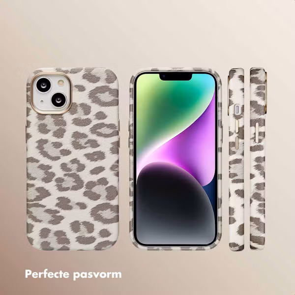 Selencia Sabi Backcover Panterprint met MagSafe Apple iPhone 14 - Soft Ivory