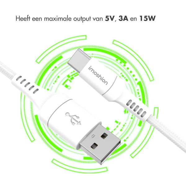 imoshion Braided USB-C naar USB-A kabel - 2 meter - Wit