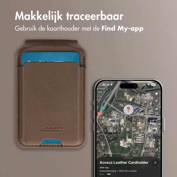 Accezz Magnetische Leren Wallet met standaard - Geschikt voor Apple Find My - Coffee Brown