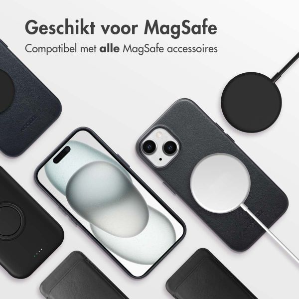 Accezz MagSafe Leather Backcover Apple iPhone 15 - Onyx Black