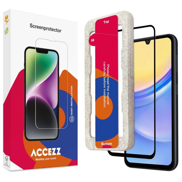 Accezz Gehard Glas Full Cover Screenprotector met applicator Samsung Galaxy A15 (5G/4G)