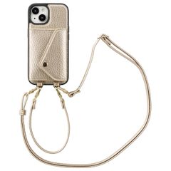 Selencia Sera Phone Case with Cord and Envelope Card Holder Apple iPhone 15 - Champagne