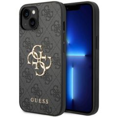 Guess 4G Metal Logo Backcover Apple iPhone 15 - Grijs