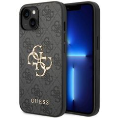 Guess 4G Metal Logo Backcover iPhone 15 - Grijs