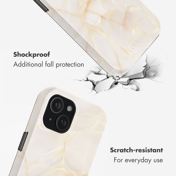 Selencia Vivid Back Cover with MagSafe Apple iPhone 15 - Golden Beige Marble