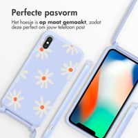 imoshion Siliconen design hoesje met koord iPhone X / Xs - Lila Flower Distance