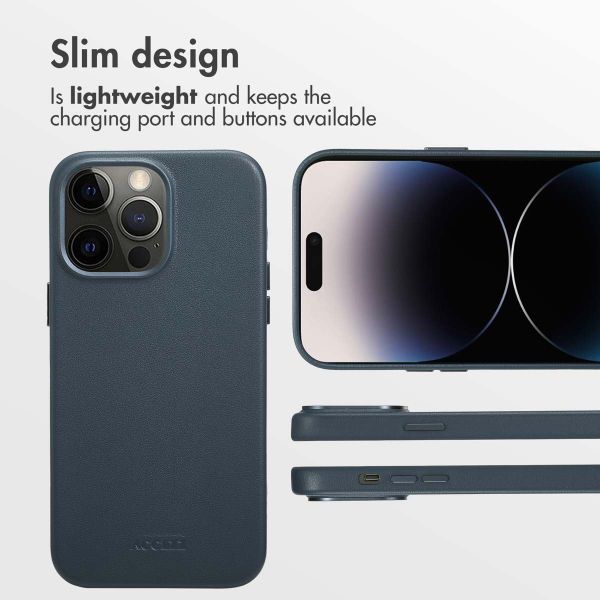 Accezz Leather Back Cover with MagSafe Apple iPhone 14 Pro Max - Nightfall Blue