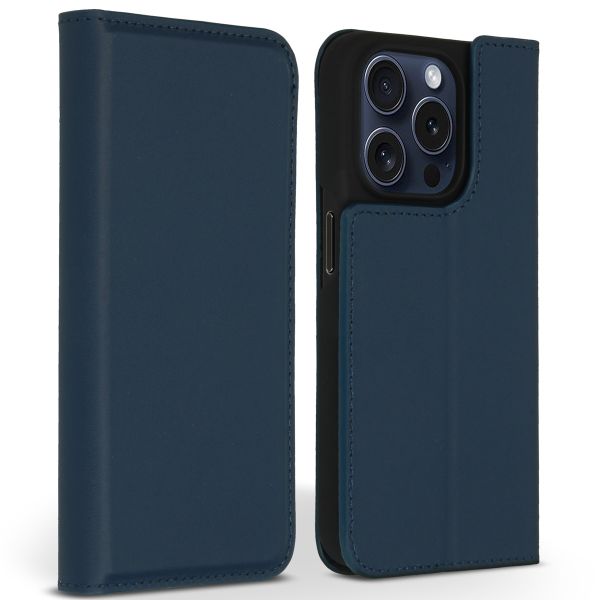 Accezz Premium Leather Slim Bookcase iPhone 15 Pro - Donkerblauw