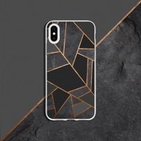 Design Backcover iPhone X / Xs - Grafisch Zwart / Koper