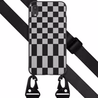 Selencia Siliconen design hoesje met afneembaar koord Apple iPhone Xr - Irregular Check Black