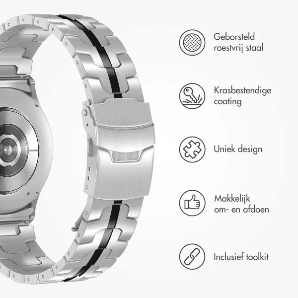 Accezz Steel Band Samsung Galaxy Watch 4 / 5 / 6 / 7 / FE (20 mm) - Zilver & Zwart