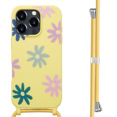 imoshion Siliconen design hoesje met koord iPhone 16 Pro - Yellow Flower Distance