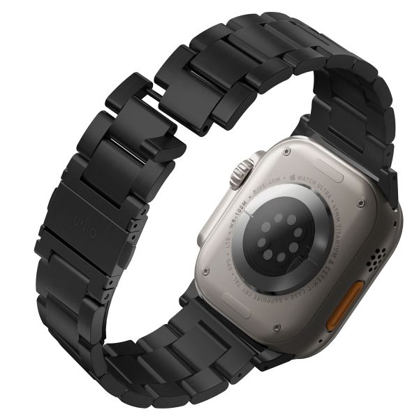 Uniq Osta Stalen band met zelf-verstelbare links Apple Watch Series 1 t/m 11 / SE / Ultra (44/45/46/49 mm) - Midnight Black